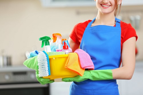 Northwood Carpet Cleaners technician preparing a carpet cleaning job safely