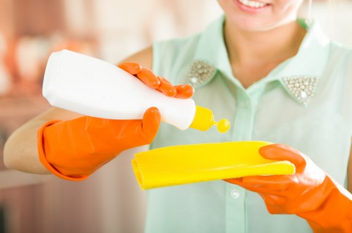 Manager assessing a carpet cleaning complaint with service records